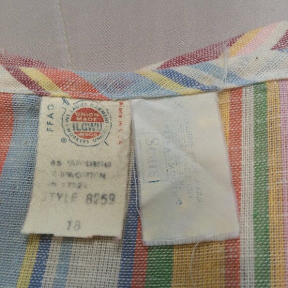 VINTAGE 60s 70s Striped Housedress By Sears Union Made Zip Up Rockabilly VTG18 - Picture 12 of 13
